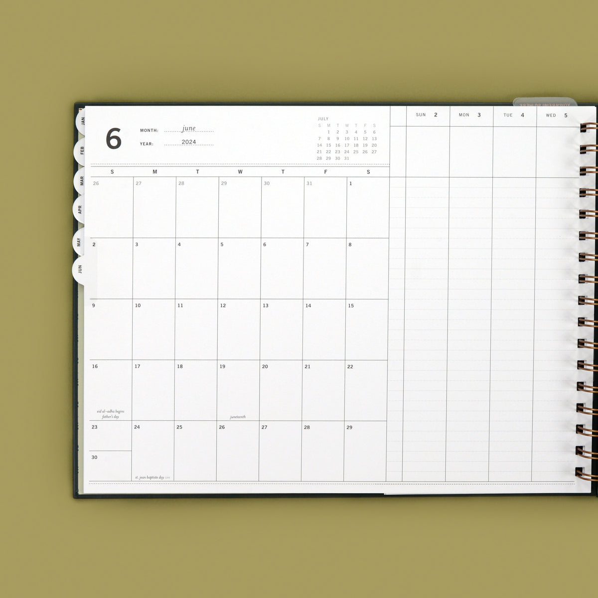 2024 Vertical Weekly Planner, Evergreen
