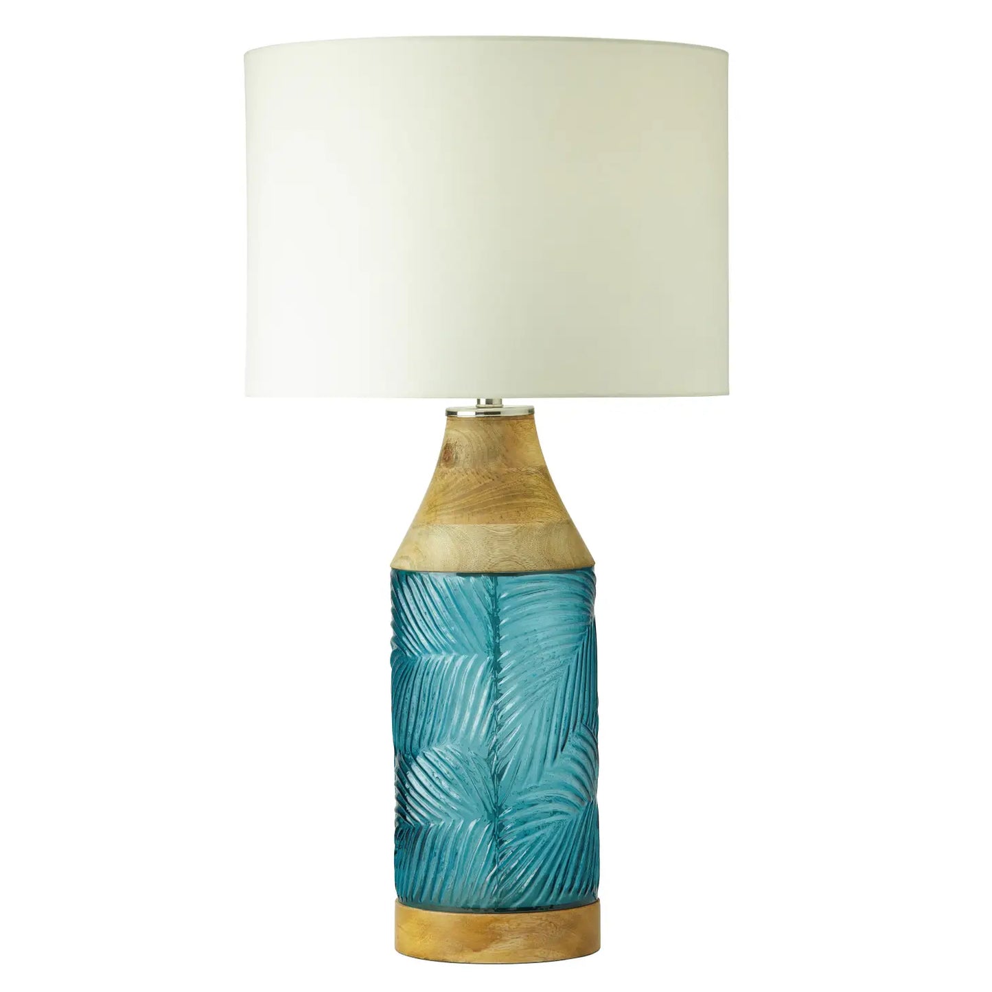 26"H Coco Glass and Mango Wood Table Lamp