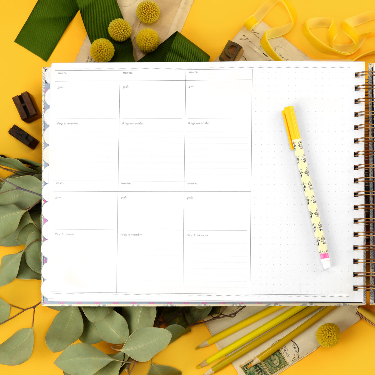 Undated Vertical Weekly Planner, Blue Skies