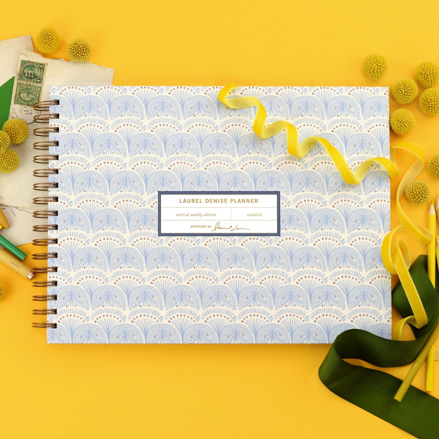 Undated Vertical Weekly Planner, Blue Skies