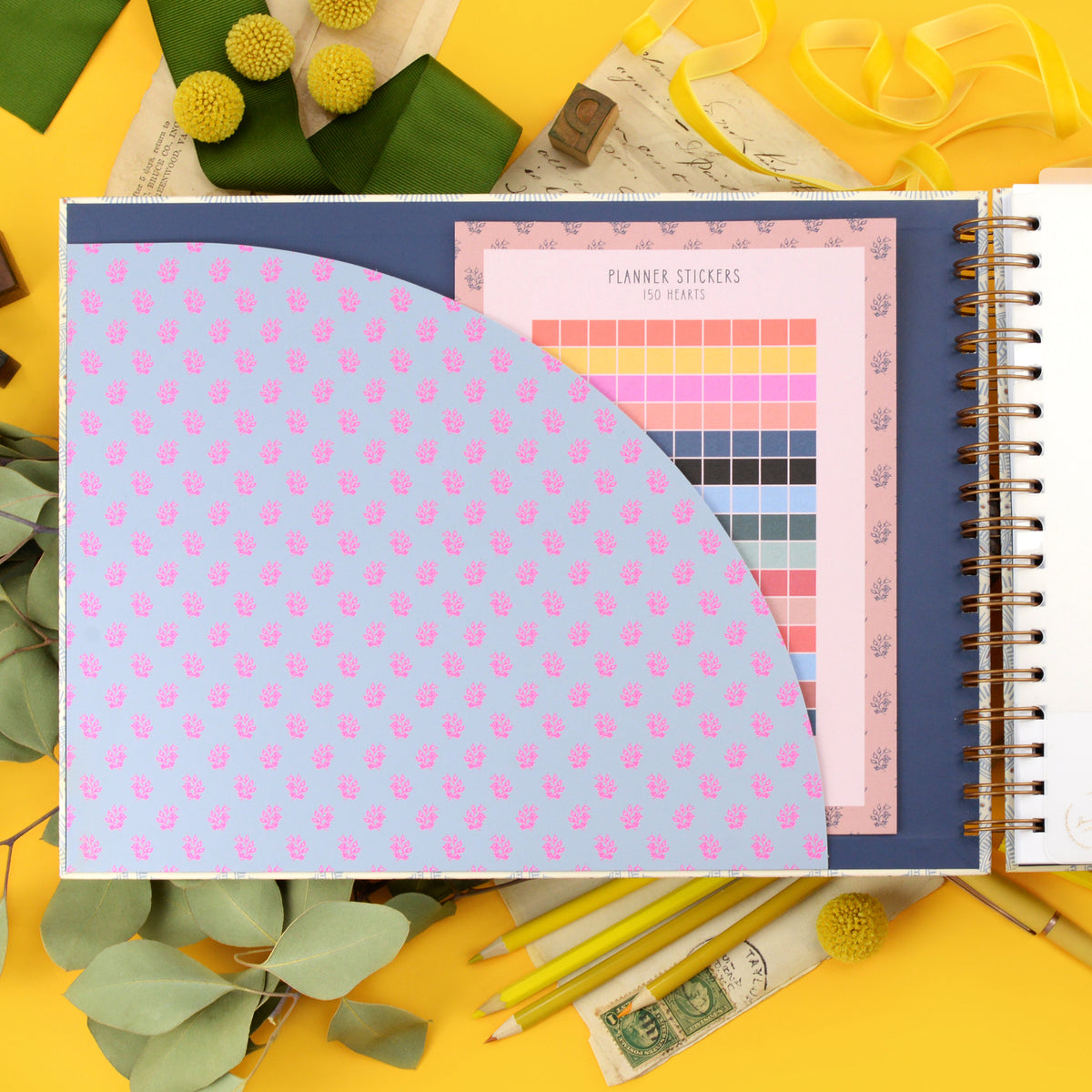 Undated Vertical Weekly Planner, Blue Skies