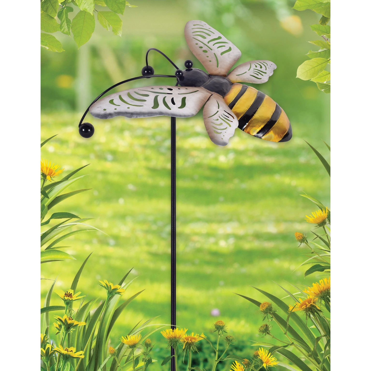 Honey bee metal art wind spinner, honey bee decor, gift for