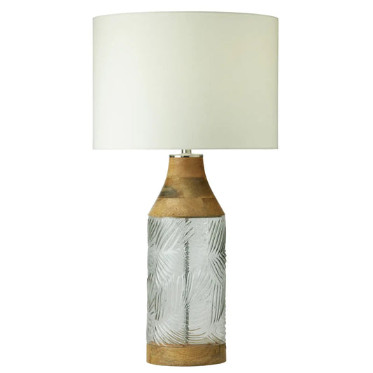 26"H Coco Glass and Mango Wood Table Lamp