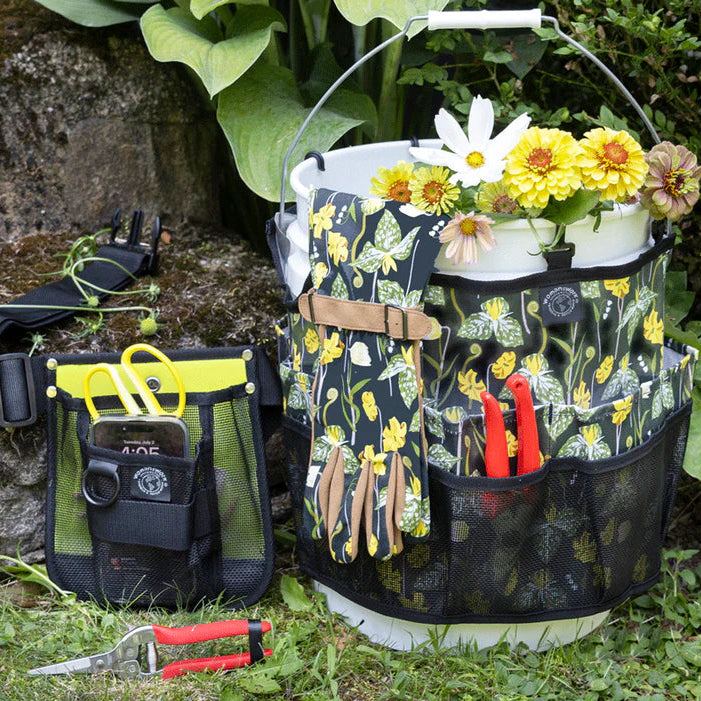 Woodland Print Flower Gardening Bucket Caddy - Water Resistant Fabric