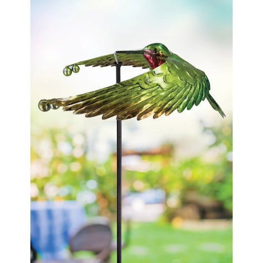 Green Hummingbird Spinner Balance Drifter Garden Stake 45"