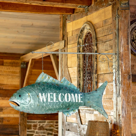 Large Hanging Fish "Welcome" Wall Decor