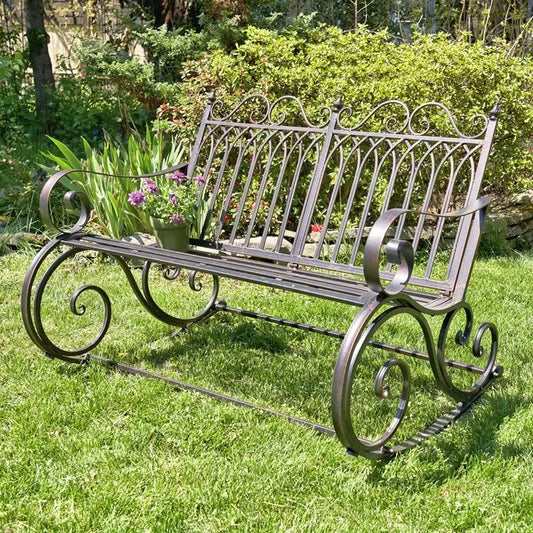 Iron Rocking Garden Bench in Bronze