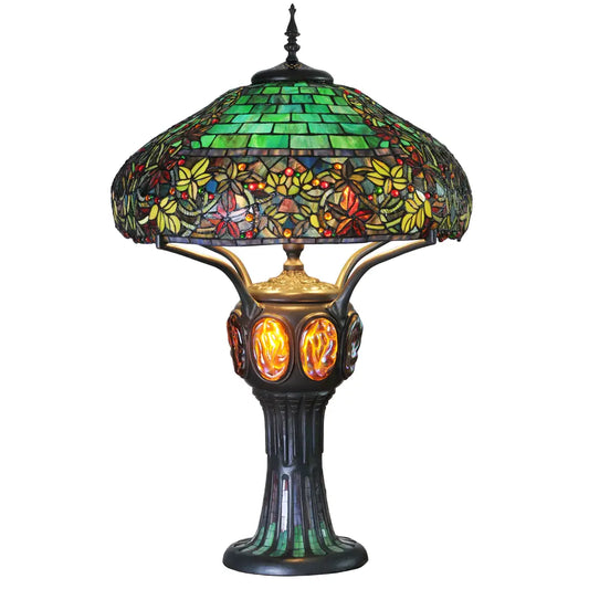 34"H Green Turtleback Mosaic Double-Lit Hampstead Table Lamp