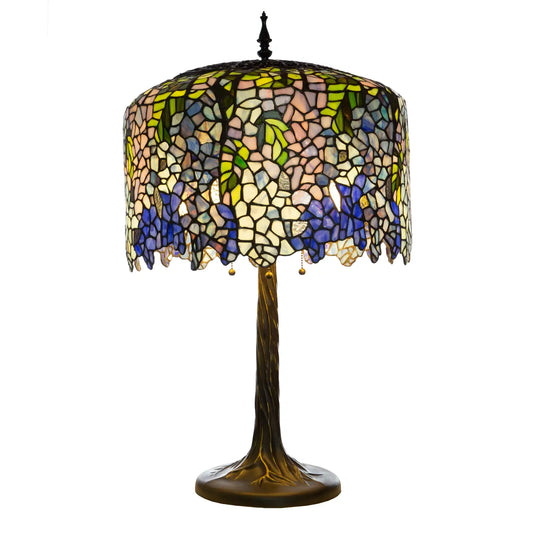29.5"H Blue Stained Glass Wisteria Table Lamp